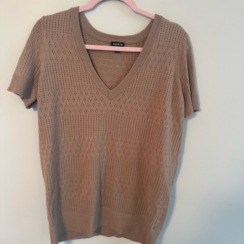 TORRID Women's Sweater Short Sleeve V-Neck Brown Size LARGE